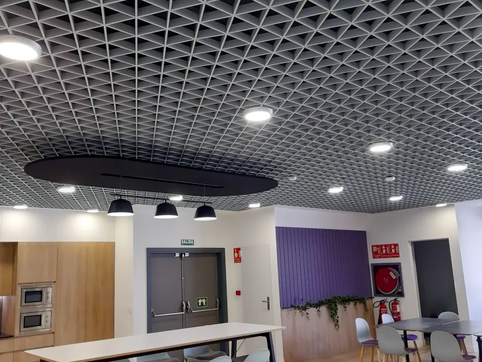 Office ceiling with a visible suspended grid — illustrative image; actual product may vary