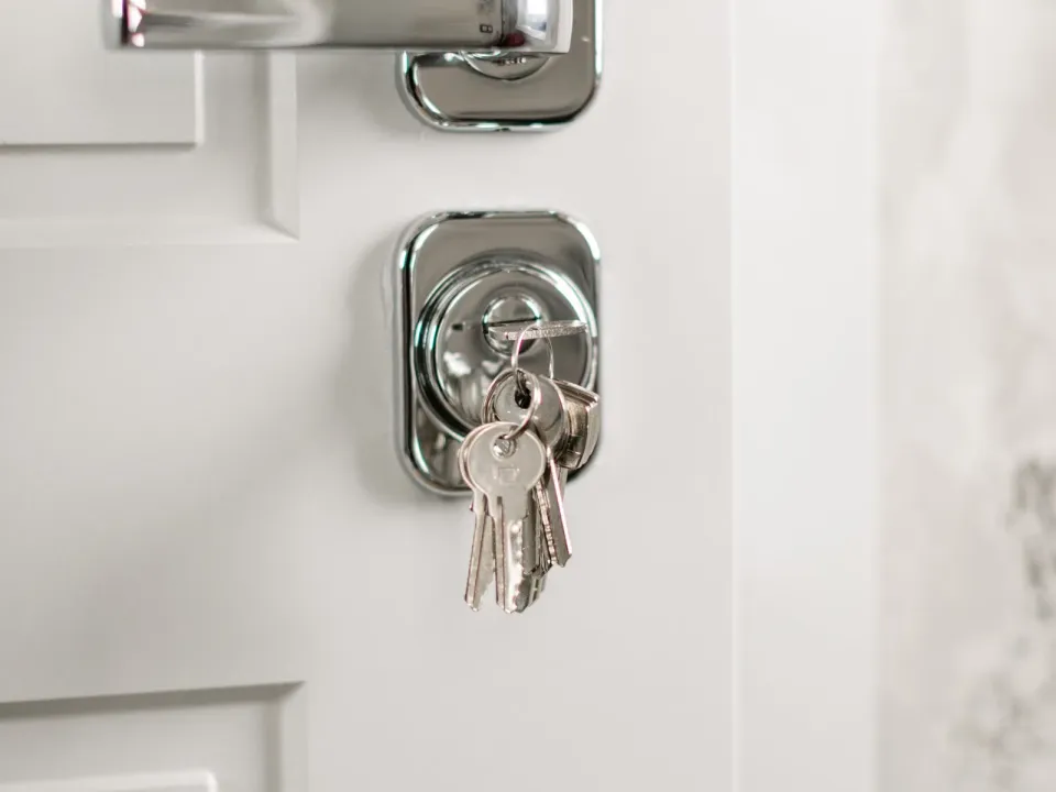 Door lock with keys inserted — illustrative image; actual product may vary