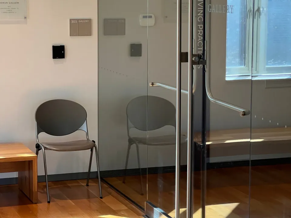 Frameless glass office door and pull handle — illustrative image; actual product may vary