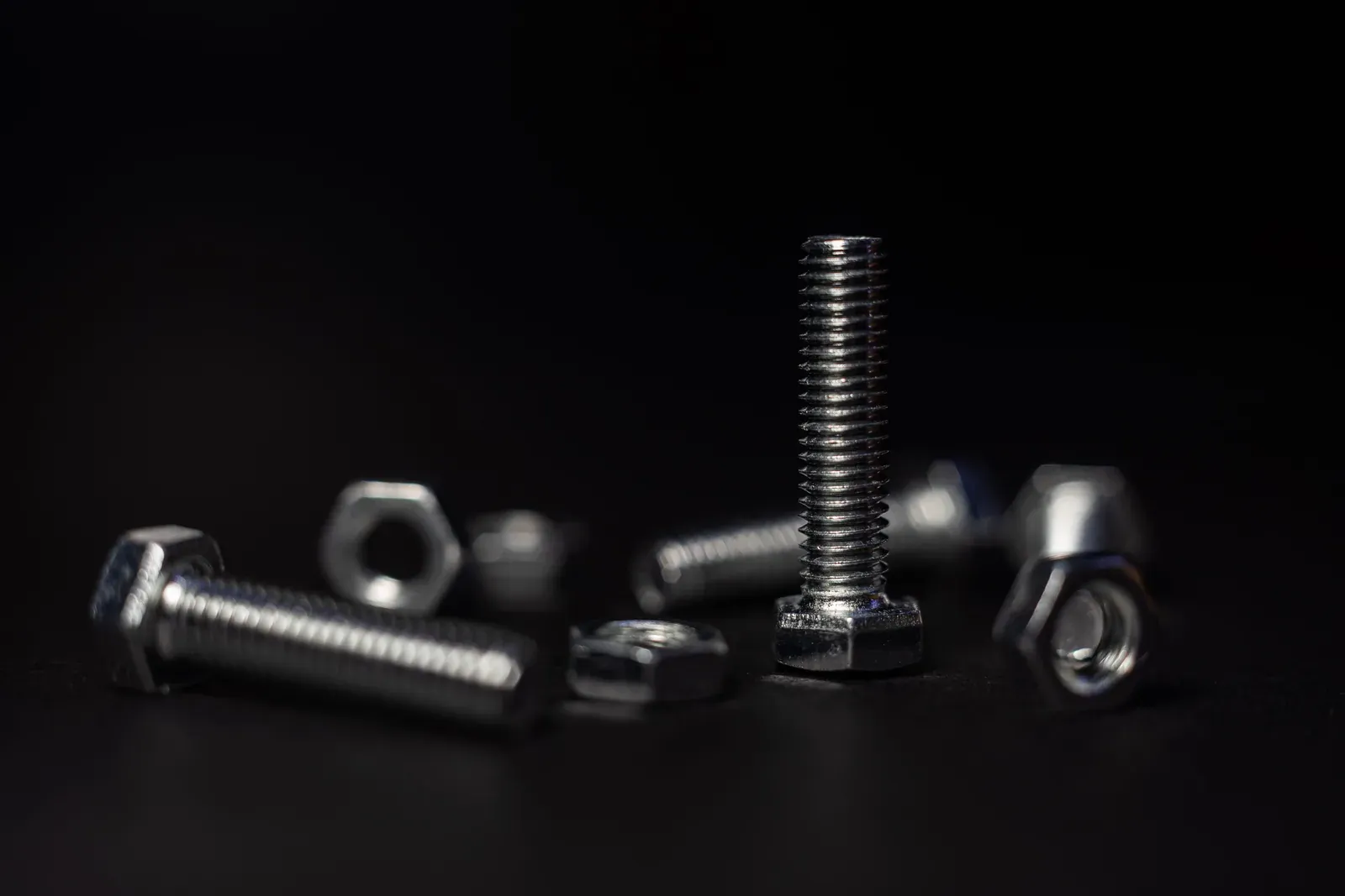 Close-up of metal fasteners